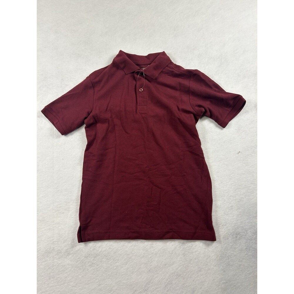 Nautica Boys Performance Polo Shirt Size 10/12 M Burgundy Uniform NWT